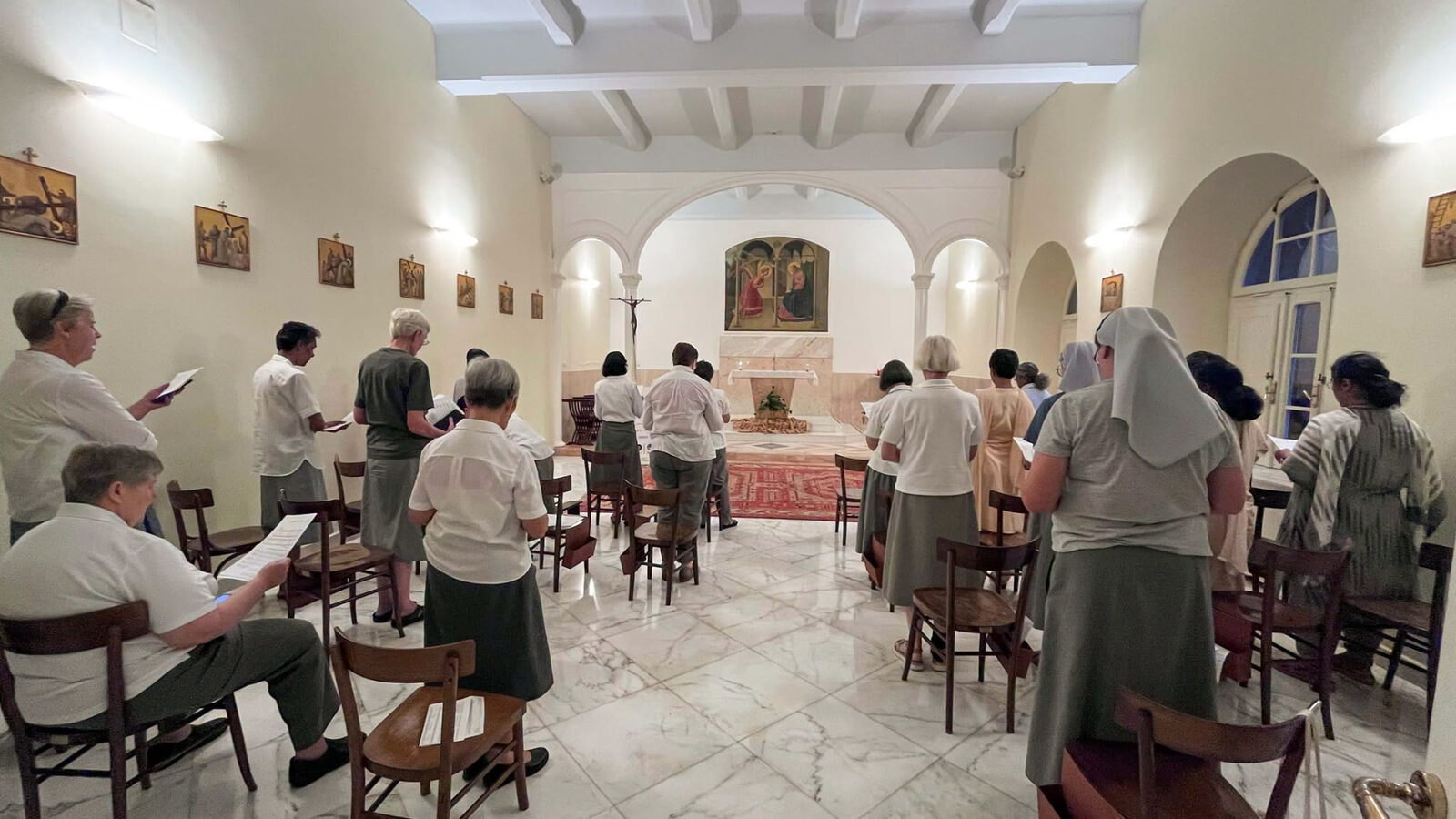 Gathering in the chapel