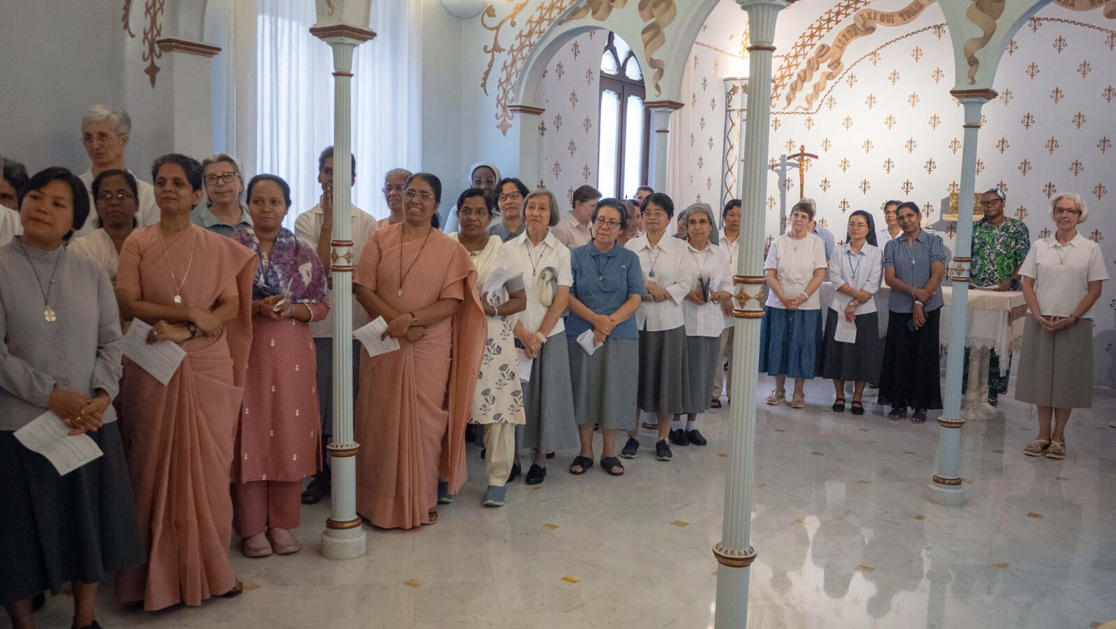 Community gathering in the chapel